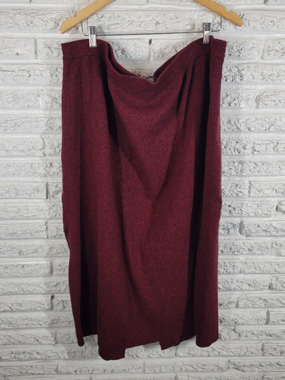 Cherokee 3X Red Black Marled Cotton Knit Pencil Skirt Plus Midi RED59E